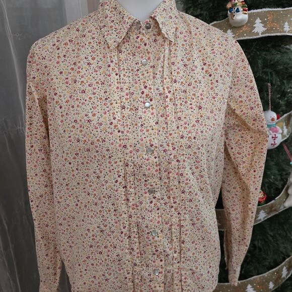Tops - Floral Chic 100% natural women button up top size s